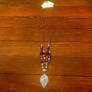 Christopher & Banks beaded leaf necklace